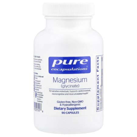 Pure Encapsulations Magnesium Glycinate (Case 6) - front 90 capsules 120mg