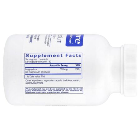 Pure Encapsulations Magnesium Glycinate (Case 6) - supplement facts back