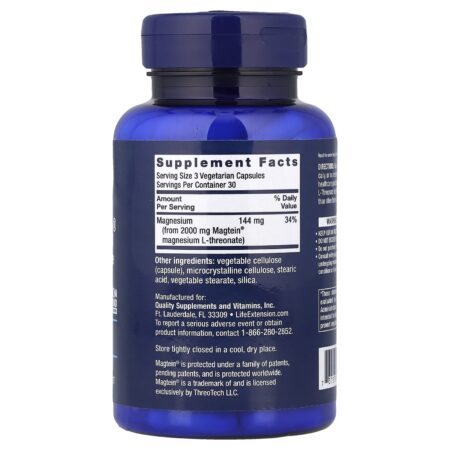 Life Extension Neuro-Mag (12 bottles) - supplement facts back