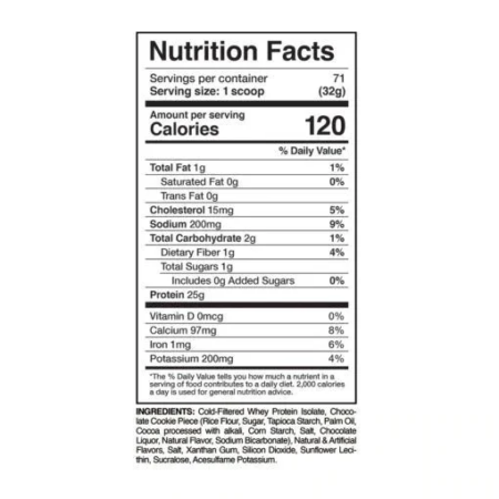 Evogen IsoJect 5 lb / 2.27 kg nutrition facts